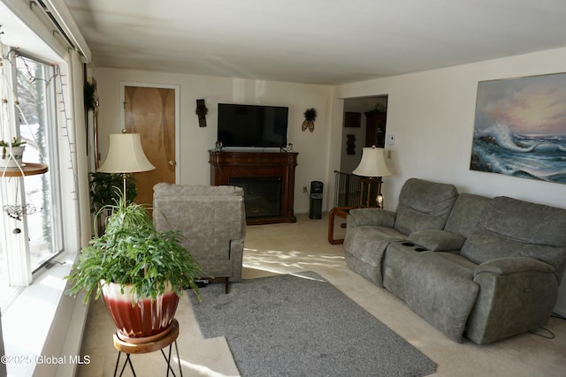 living room featuring carpet flooring