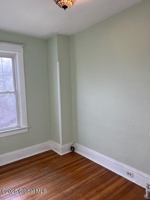 spare room with a healthy amount of sunlight and wood-type flooring