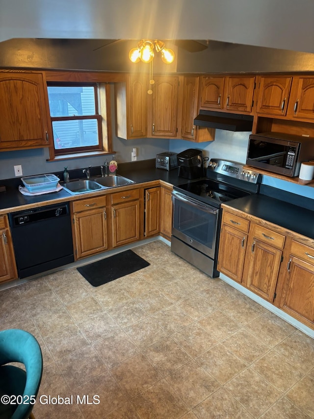 kitchen with sink and appliances with stainless steel finishes