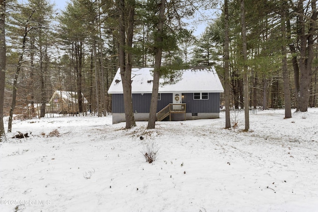 view of snow covered house