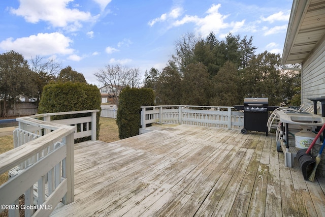 wooden terrace with grilling area