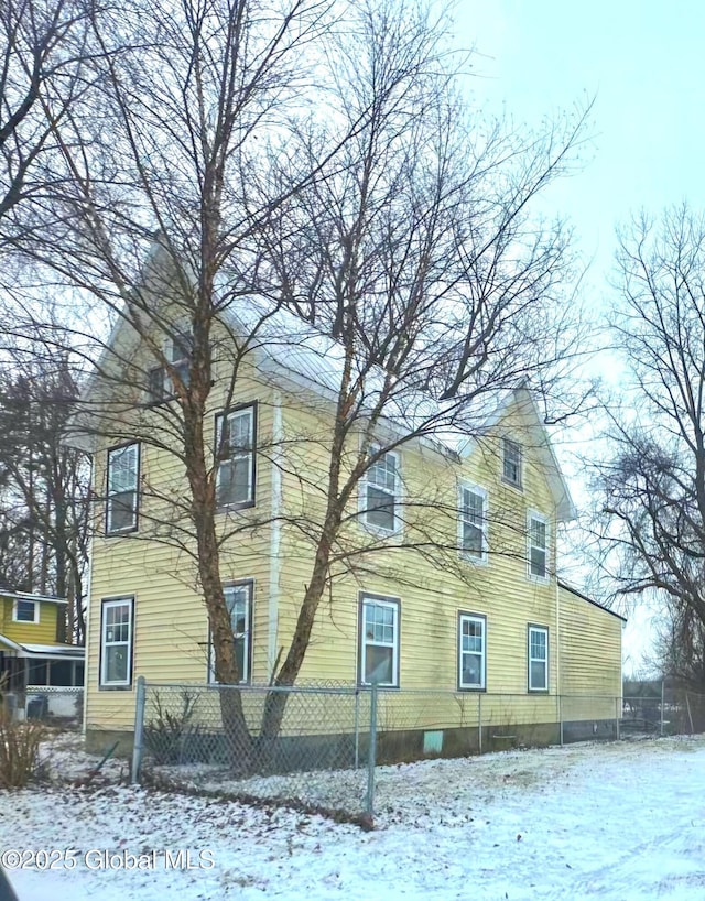 view of snow covered exterior