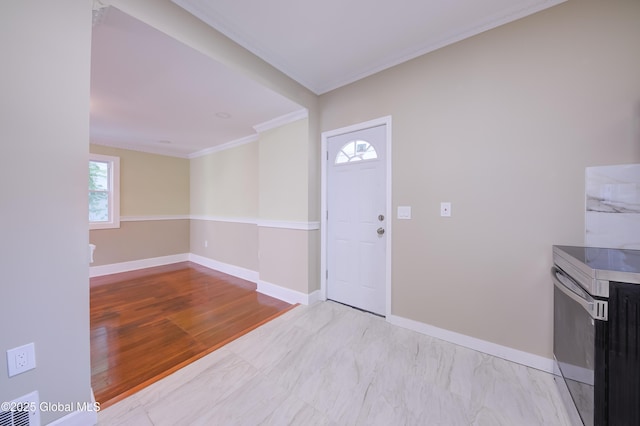 801 Holland Rd, Schenectady, NY 12303 - foyer featuring crown molding and baseboards