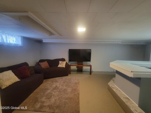 living room featuring concrete floors