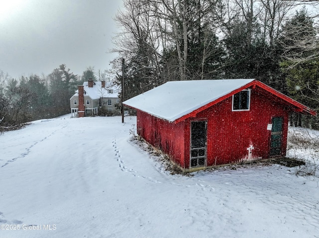 view of snow covered structure