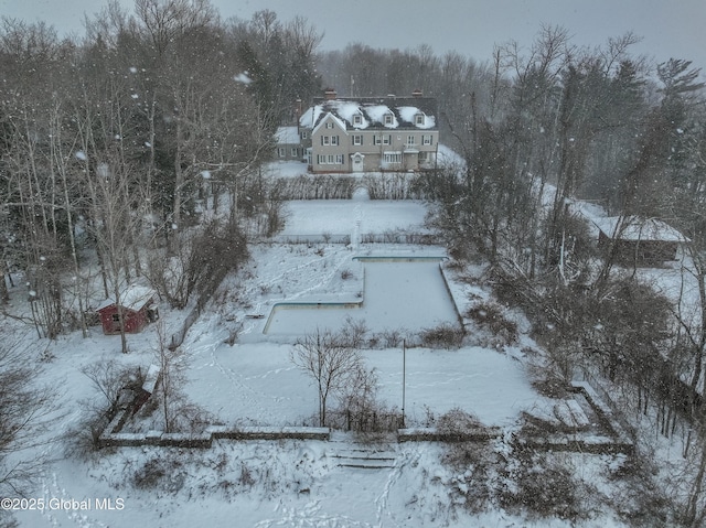 view of snowy aerial view