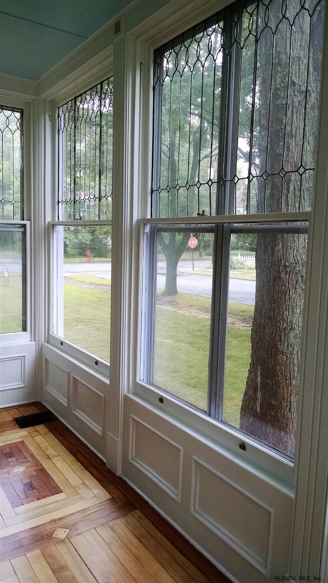 interior space featuring light parquet floors