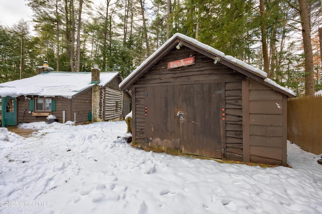 view of snow covered structure