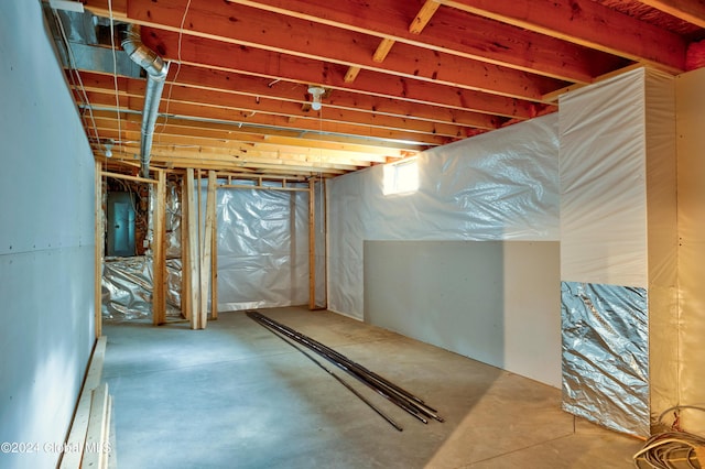 basement with electric panel