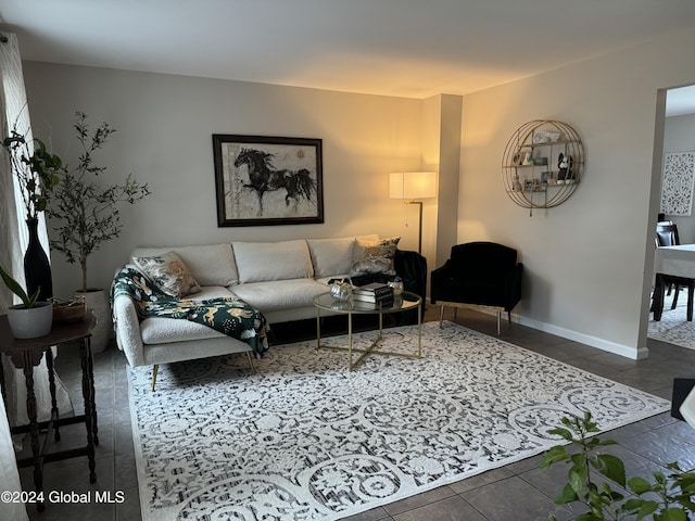 view of tiled living room