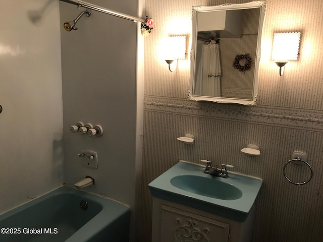 24 4th Ave, Gloversville, NY 12078 - bathroom with vanity and shower / bathtub combination with curtain