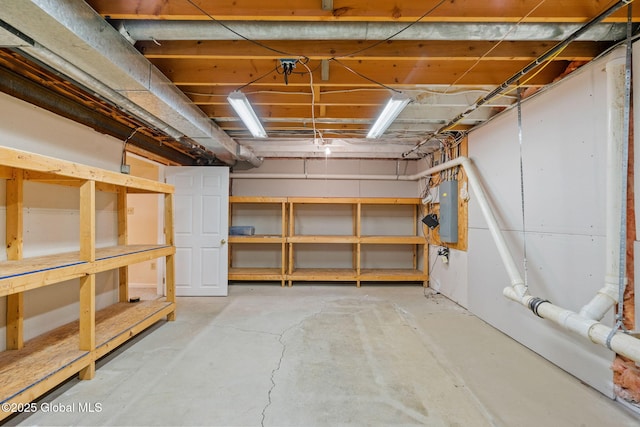 basement with electric panel