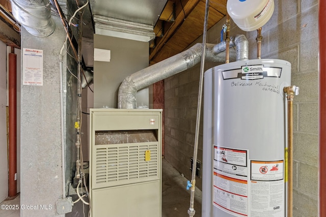 utility room with gas water heater