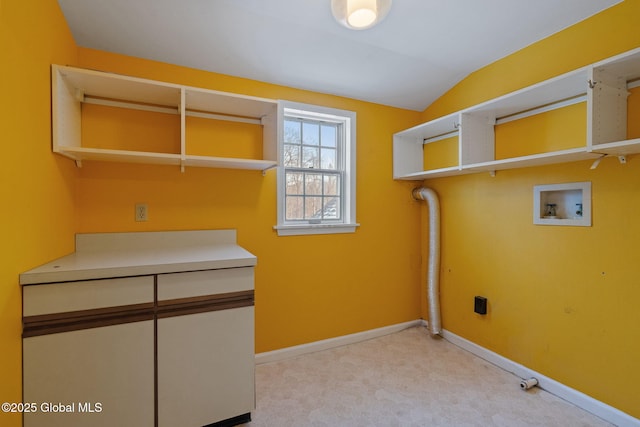 laundry area with light carpet and hookup for a washing machine