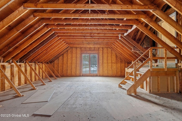 view of unfinished attic