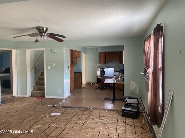 living room featuring ceiling fan