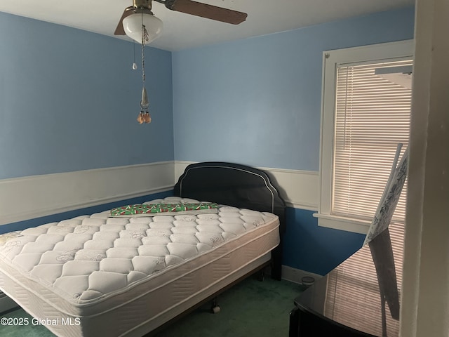 bedroom with carpet and ceiling fan