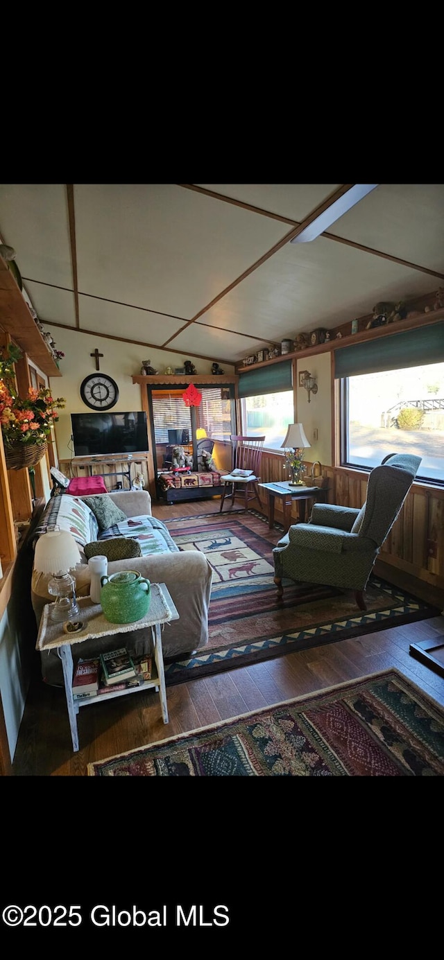 living room with wood-type flooring