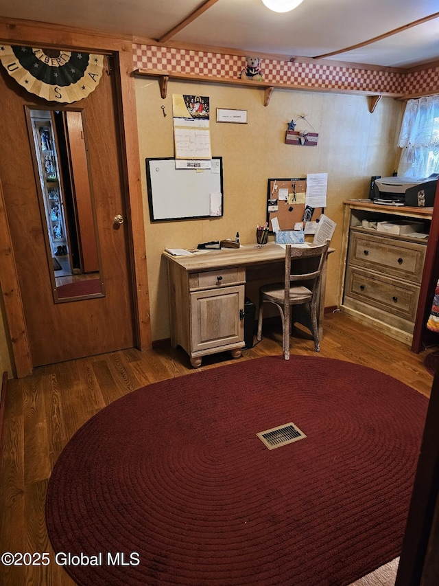 office area featuring hardwood / wood-style floors