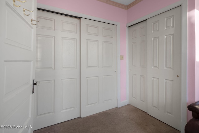 unfurnished bedroom featuring a closet and carpet floors