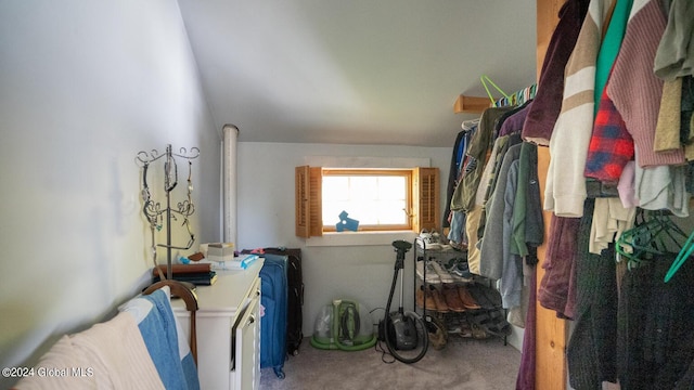 walk in closet featuring carpet