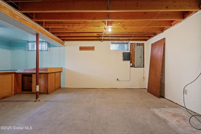 basement with electric panel