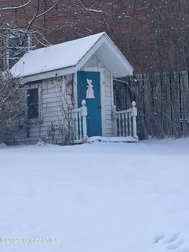 view of snow covered structure