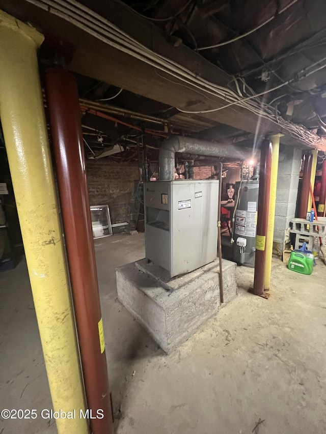 basement with gas water heater