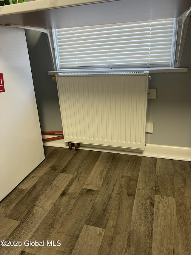 room details featuring radiator and hardwood / wood-style floors