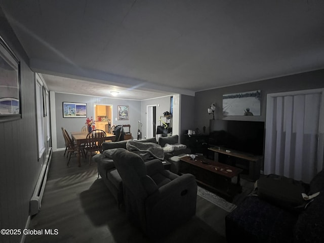 living room featuring a baseboard radiator