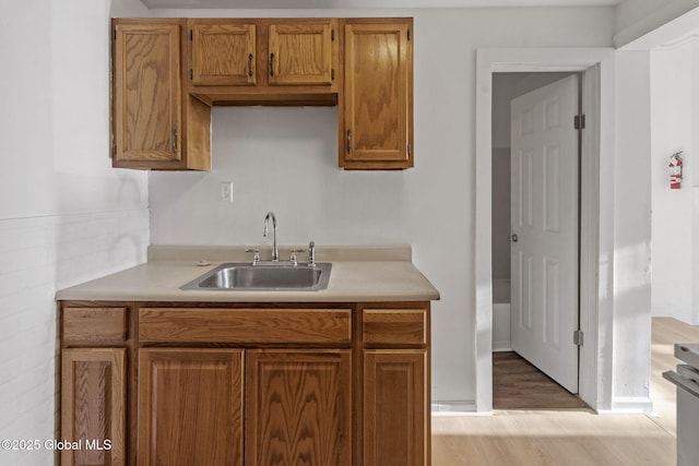 kitchen featuring sink and light hardwood / wood-style flooring