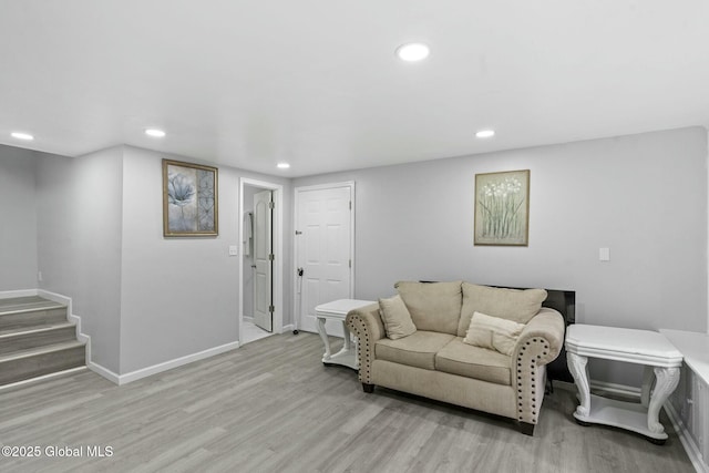 living room featuring light wood-type flooring