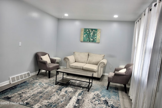 living room with light wood-type flooring