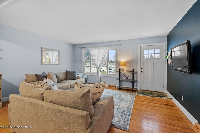 living room with wood-type flooring