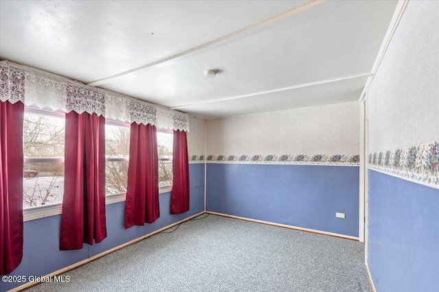 spare room featuring carpet flooring and a wealth of natural light