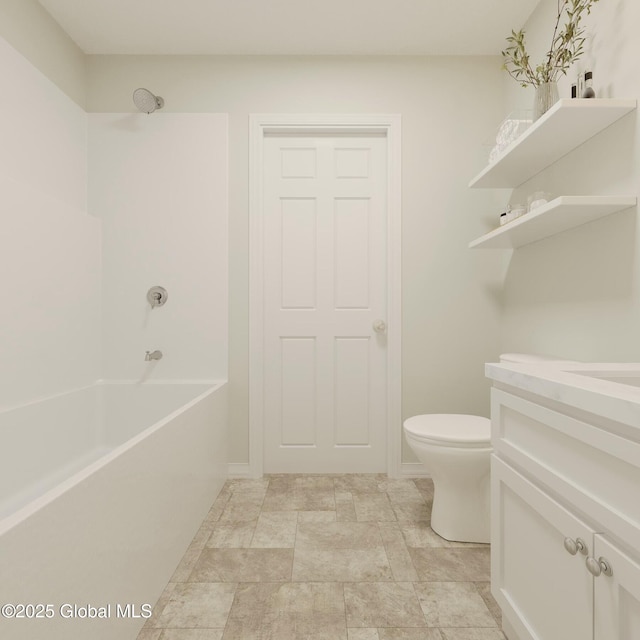 bathroom featuring toilet and shower / washtub combination