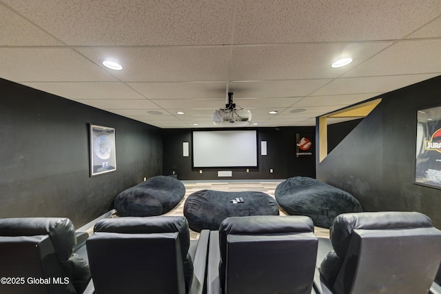 home theater featuring a paneled ceiling