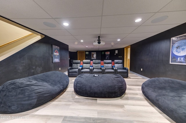 home theater featuring a drop ceiling