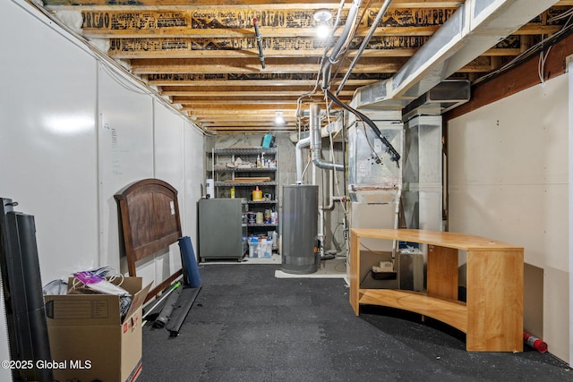 basement with water heater