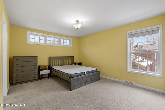 carpeted bedroom with multiple windows