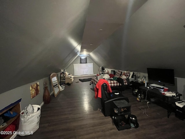 bonus room with lofted ceiling and hardwood / wood-style flooring