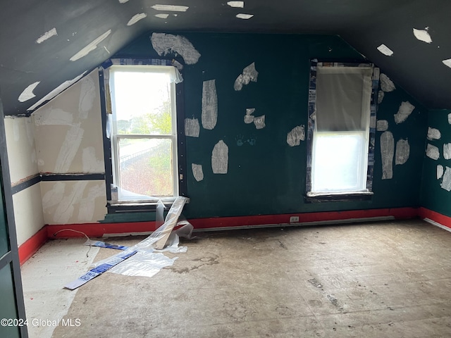 bonus room with lofted ceiling