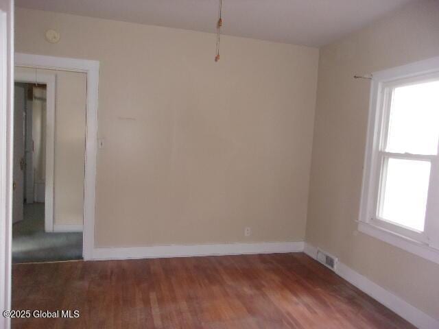 unfurnished room featuring a wealth of natural light and wood-type flooring