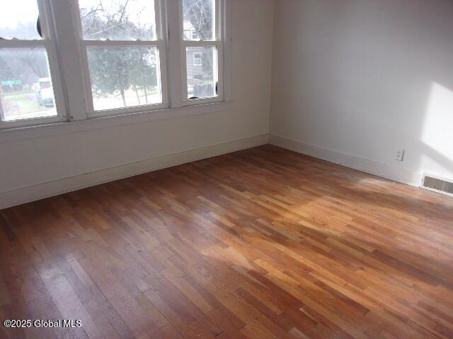 spare room featuring wood-type flooring