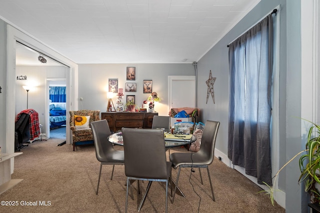 dining area with carpet floors