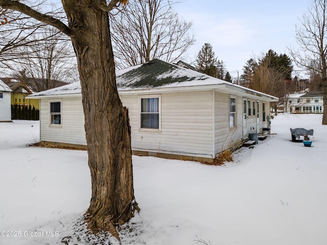 view of snow covered exterior