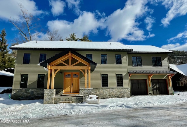 view of front facade with stone siding