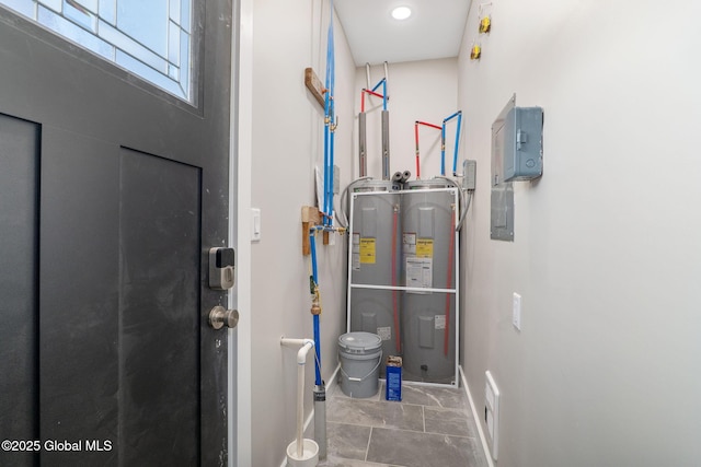 utility room with water heater