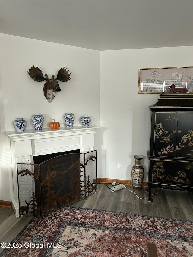 living room with hardwood / wood-style flooring