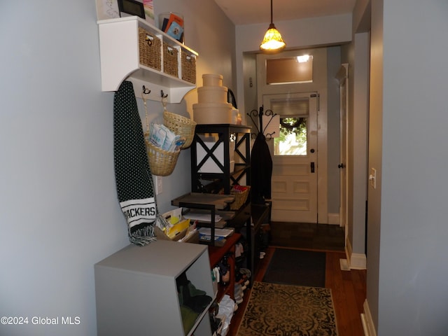 mudroom with dark hardwood / wood-style floors